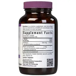 Вітамін E Bluebonnet Nutrition Vitamin E 400 МО 100 желатинових капсул - мініатюра 3