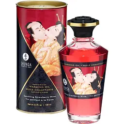 Зігріваюча масажна олія Shunga Aphrodisiac Warming Oil з ароматом полуниці та шампанського, 100 мл