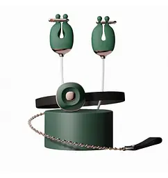 Затискачі для сосків з вібрацією Qingnan No.2 Vibrating Nipple Clamps Green - мініатюра 5