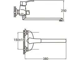 Смеситель для ванны с длинным изливом Aquatica HM-2C231C - миниатюра 7