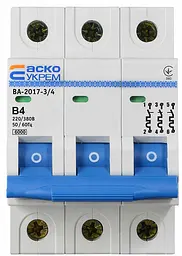 Модульний автоматичний вимикач 3р - 4А - B - ВА-2017 АСКО-УКРЕМ (A0010170061) - мініатюра 2