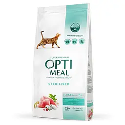 Сухий корм для стерилізованих котів OptiMeal Sterilised з індичкою та вівсом 10 кг B1830601