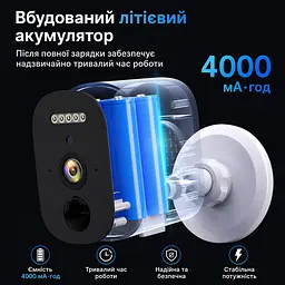 Автономна WiFi 2.4/5GHz IP-відеокамера 3Mp Light Vision VLC-03IB(CamHi) White, f=3.6mm, на акумуляторних батареях 4000mAh (75-00349) - мініатюра 8
