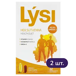 Омега-3 Lysi Health duet комплекс з мультивітамінами капсули 1000 мг №64 2 упак.