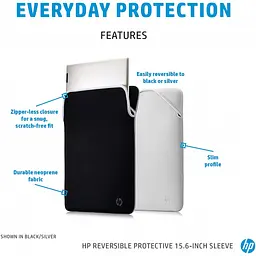 Чохол до ноутбука HP 15.6" Reversible Protective Blk/Slv Sleeve (2F2K5AA) - мініатюра 6