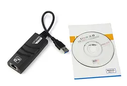 Перехідник USB 3.0 Type-A Ethernet RJ45 1000Mb Realtek RTL чорний - мініатюра 3