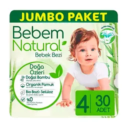 Подгузники Bebem Natural 4 maxi 7-14 кг 30 шт (8690536806027) - миниатюра 2