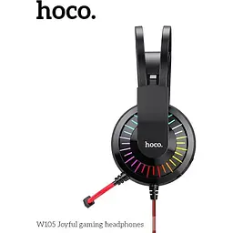 Навушники Hoco LED Joyful Gaming Headphones W105 чорно-сині - мініатюра 8