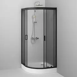 Душова кабіна Am.Pm Gem 1/4 Round 90x90 см без піддону black W90UG-401-090BT, Чорний, прозорий, чорний - мініатюра 4