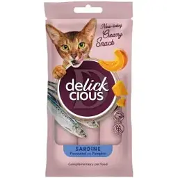 Ласощі для котів Delickcious Сардина з додаванням гарбуза 4 х 15 г (4820269141636)