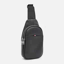 Шкіряний чорний слінг на два відділи Tiding Bag FL-A25F-8803A