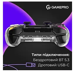 Геймпад Bluetooth джойстик GamePro GPS-13T Bluetooth 5.3/USB (PC/iOS/Android/PS3/PS4) DualShock RGB Transparent - мініатюра 8