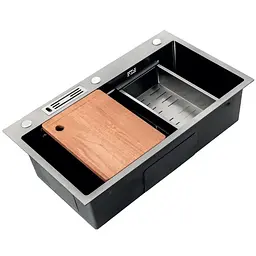 Кухонна мийка Mixxus Premium MH7545-SET-05 micro decor Nano-Black MX9633, Графит