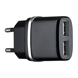 Мережевий зарядний пристрій Hoco C12 Smart dual USB charger ( EU ) 2USB 2.4A Чорний
