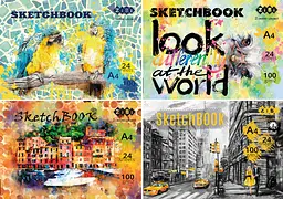 Скетчбук Art Line А4, 24 аркуші, клеєний, білий блок 100 г/м² (в асортименті) - мініатюра 5