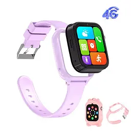 Дитячий розумний смарт-годинник Smart Watch T53 з GPS відеодзвінком прослуховуванням + 2 додаткові корпуси Фіолетовий - мініатюра 2