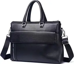 Чоловіча сумка-портфель Tiding Bag шкіряна Чорна