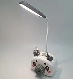 Настільна LED-лампа дитяча акумуляторна на гнучкій ніжці 22 см з органайзером точилкою та підставкою для телефону світильник Elite EL-2178 біла - мініатюра 2