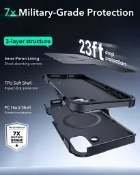 Протиударний чохол з підставкою ESR Cyber ​​Tough Case з Stash Stand (HaloLock) Black для iPhone 16 (1A7630102) - мініатюра 3