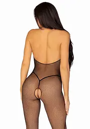 Бодистокинг Leg Avenue Fishnet Halter Bodystocking, сітка, One size, чорний - мініатюра 2