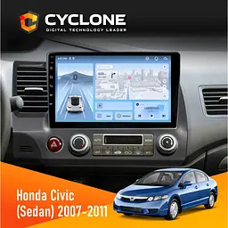 Штатна магнітола Honda Civic 2007-2011 (Sedan) Cyclone C10-012 4x64, DSP, 4G Cyclone (НФ-00007726)