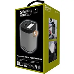 Зовнішній акумулятор з режимом ДБЖ Sandberg 420-71 - 60000 mAh PD 3A QC3.0 / VOOC 20W - мініатюра 2