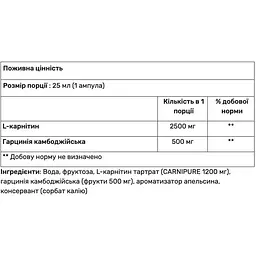 Жироспалювач Quamtrax L-Сarnitine + Garcinia апельсин 20 шотів - мініатюра 2