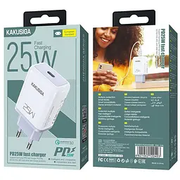 Зарядний пристрій смартфона KAKUSIGA KSC812 PD 25 W QC 3.0 fast charger + кабель 3 А - мініатюра 2