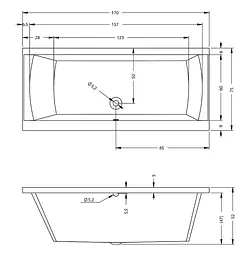 Ванна акрилова Rho Jula 170x75 BA5300500000000 Білий - мініатюра 2