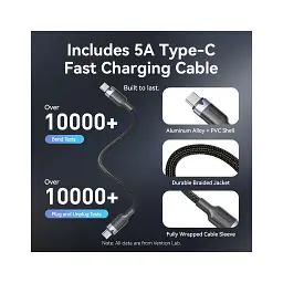 Зарядний пристрій Vention 2xUSB-C PD70W + 1xUSB QC3.0 22.5W GaN + cable USB-C to USB-C 1.0m black gray (TZ-FEXH0-EU) - мініатюра 12