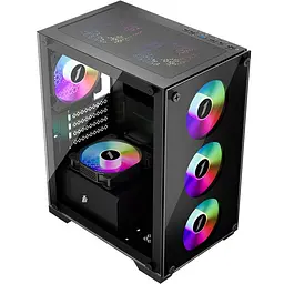 Корпус 1stPlayer X2-M-BK-4F1-PS-600FK-EU Black 600W - мініатюра 6