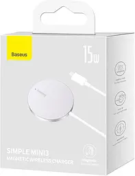 Бездротовий зарядний пристрій магнітний Baseus Simple Mini3 Magnetic 15W silver - мініатюра 6