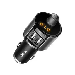 Зарядний пристрій Hoco E19 Smart 2.4 A with wireless FM transmitter Metal сірий - мініатюра 2