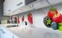 Кухонний фартух Соковиті ягоди вінілова наклейка ПВХ полуниця малина Білий 65х250 см Happy Pocket Z181397 - мініатюра 6