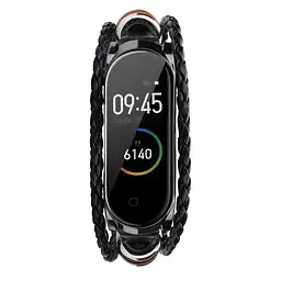Ремінець вінтажний Carprie для фітнес-браслета Xiaomi Mi Band 8 і 9 Type A Black-black - мініатюра 2