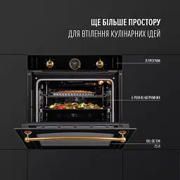 Духова шафа електрична Perfelli Vintage 6A8N Nero - мініатюра 2
