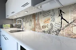 Кухонний фартух Газета вінілова наклейка ПВХ Париж ретро Бежевий 60х200 см Happy Pocket Z180682 - мініатюра 6