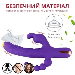 Вібратор кролик 3 в 1 I'MCUM Triple Pleasure Fantasy Фіолетовий (IM-ZDB002) - мініатюра 6