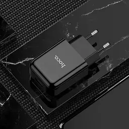 Мережевий зарядний пристрій Hoco N2 Vigour single port charger 1 USB, 2,1 A Black - мініатюра 3