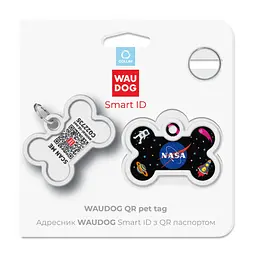 Адресник для собак і котів Waudog Smart ID з QR паспортом, NASA, L, 40х28 мм - мініатюра 5
