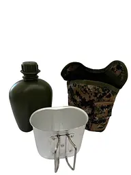 Фляга Solve NATO тактична з утепленим чохлом і алюмінієвою чашкою 1 л Зелений піксель KT6004009