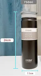 Термопляшка Tyeso 750 мл з нержавіючої сталі для кави води black - мініатюра 3