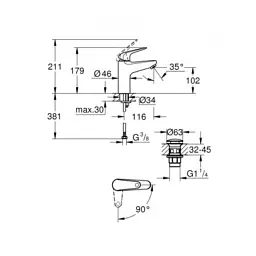 Змішувач Grohe M-Size Euroeco (24269001) - мініатюра 2