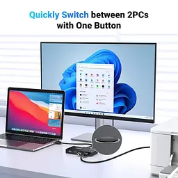 Комутатор UGREEN US216 2 In 4 Out USB 2.0 Switch Box 1.5 м Black (30767) - мініатюра 3