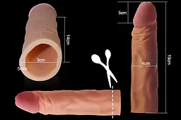 Насадка на пеніс Lovetoy Pleasure X-Tender Series 18.5 см тілесний - мініатюра 5