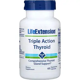 Підтримка щитовидної залози Life Extension Triple Action Thyroid Тіроід потрійної дії 60 вегетаріанських капсул - мініатюра 3