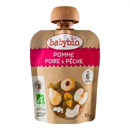 Пюре органическое Babybio из яблока, груши и персика, 90 г