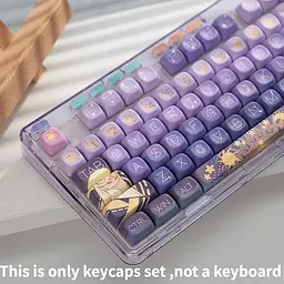 Набір кейкапів PBT MOA-Starry River Dream / Compatible with Cherry MX Switch, Gateron, TTC, Clones, Фіолетовий - мініатюра 3