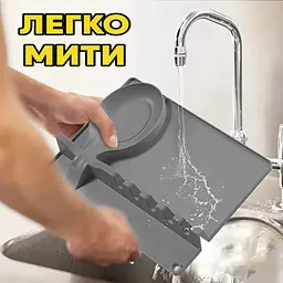 Подставка для крышки, половника и ложки из силикона многофункциональный держатель кухонных принадлежностей, Kitchen Master Серый 86580 - миниатюра 5