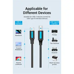 Кабель для принтера USB-C 2.0 to BM 2.0m 2.4А 480Mbps Vention (CQUBH) - мініатюра 4